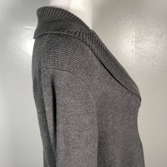 JM Collection Charcoal Gray Shawl Neck 1 Button Lock Long Sleeve Cardigan L - Picture 6 of 12